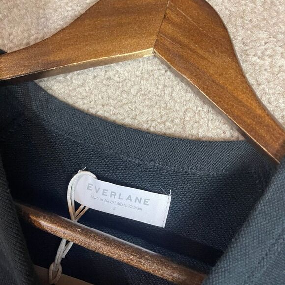 Everlane Sweatshirt Unisex Small Black 100% Human Typography Crew Terry NEW‎ - Picture 7 of 11